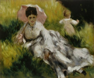 Woman with Umbrella and Child by Pierre Auguste Renoir